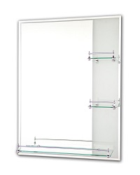 Tema Etched Mirror Rectangular 80 x 60CM With 3 Shelves