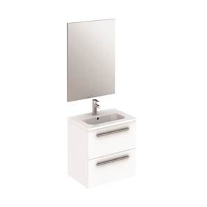 Paris Wall Hung Unit, Basin & Mirror 2 Drawer White - 50 cm