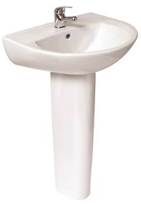 President 1 Taphole Washbasin & Full Pedestal - 55 cm