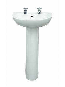 Strata 2 Taphole Washbasin & Full Pedestal - 48.5 cm