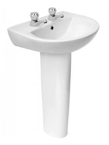 President 2 Taphole Washbasin & Full Pedestal - 55 cm