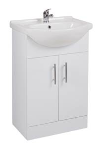 Kass White Vanity Unit & Washbasin - 55 cm